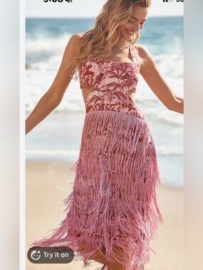 not so serious by pallavi mohan fringed halter dress Anthropplogie Not So Serious by Pallavi Mohan Fringed Halter Dress Size 20 W